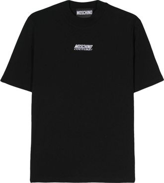Moschino logo-embroidered cotton T-shirt - men - Cotton - 52 - Black