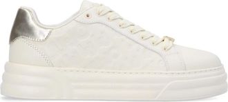 Liu Jo Monogram Print Platform Sneakers - Dames - Sneakers - Beige - 37 EU - Leer - Schoenen