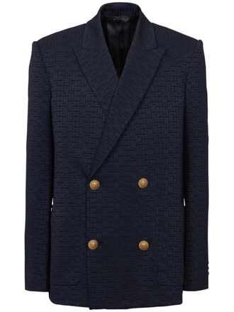 Balmain Blazer con monogramma PB - Blu
