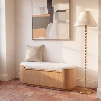Maisons du monde Banco zapatero con 2 puertas de madera clara 135 cm