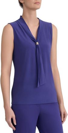 Kasper Tie Neck Sleeveless Top in Regal Plum at Nordstrom, Size X-Large