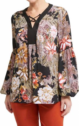 Joseph Ribkoff Georgette Blouse In Black/multi