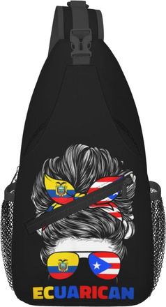 Generic Ecuadorian Puerto Rico Ecuador Flag Woman Crossbody Bag Lightweight Shoulder Bag Breathable Sling Backpack For Camping Outdoors Men