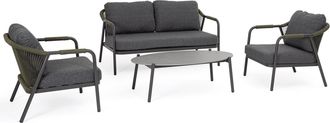 BIZZOTTO 4-Sitzer Outdoor Design Gartenlounge Miravet - Anthrazit/Grün