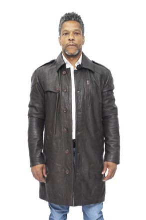 Infinity Leather Mens Trench Coat-Hamburg - Brown Nappa Leather - Size 5XL