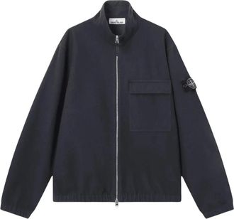 Stone Island Sobrecamisa Wool Nylon Flannel-TC - Jackets - Hombre - Azul - XL