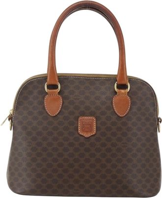 Celine Vintage Macadam Handbag Canvas And Leather Brown Canvas Handbag (Pre-Owned)