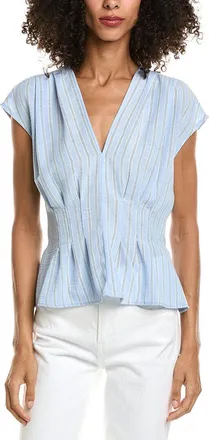 Max Studio V-Neck Front Pleat Top
