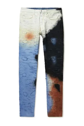 Givenchy Slim-Fit Tapered Distressed Tie-Dyed Jeans