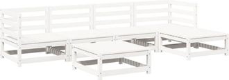 vidaXL 6 Piece Garden Sofa Set White Solid Wood Pine vidaXL