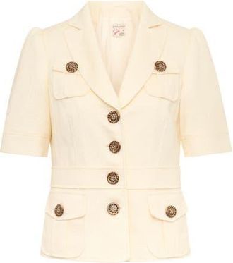 Maison Common Half Sleeve Jersey Safari Jacket in Ecru at Nordstrom, Size 42