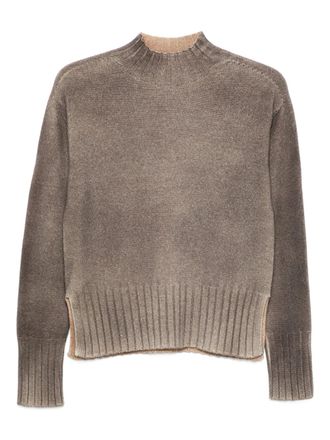 Arovescio Trui met hoge hals en zijsplit - Beige