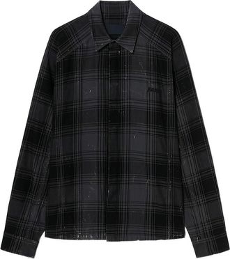 Juun.J Island Washed Check Coach Shirt