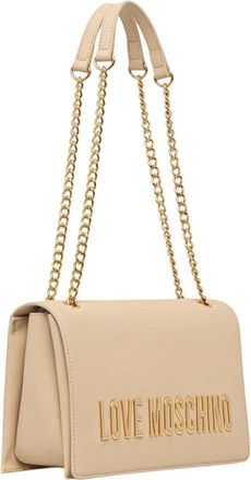 Love Moschino Logo Plaque Schoudertas - Dames - Schoudertassen - Beige - ONE Size - Tassen