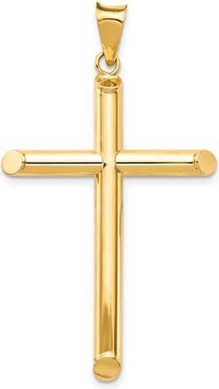 Diamond2Deal 14k Yellow Gold Polished Tube Cross Pendant