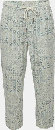 Kith Cream/green Paisley Print Silk Blend Barrow Pants
