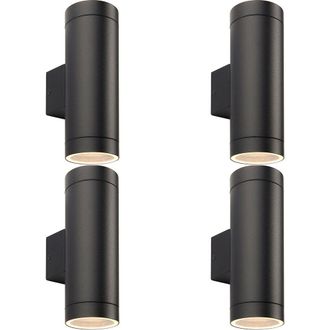 Loops 4 PACK Up & Down Twin Outdoor Wall Light - 2 x 7W GU10 LED - Textured Black
