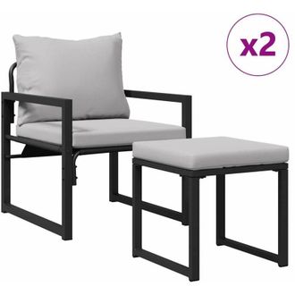 vidaXL Conjunto De Sof&aacute; De Jard&iacute;n 4 Pcs Negro 61 X 72.5 X 71 Cm Acero Vidaxl