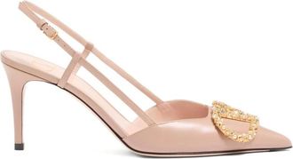 Valentino Garavani Schoenen, Dames, Beige, 39 EU, Leer, VLogo Slingback Pomp