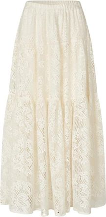 Lollys Laundry Geborduurde Maxi Rok in Creme - Dames - Maxi Rokken - Beige - S - Rokken