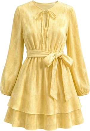 Freebird by Steven Dames, Jurken, Geel, Maat: L