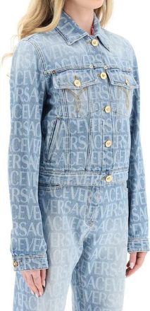 Versace Womens Blue Cotton Denim Jacket Clothing