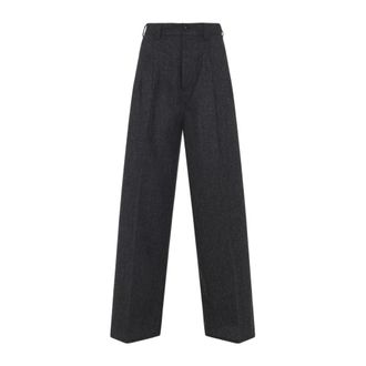 Maison Margiela Straight Trousers, female, Black, S, Grey Trousers for Women Aw25