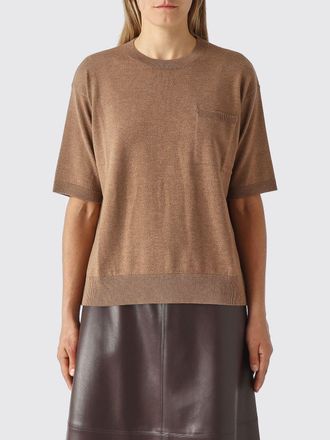 Max Mara S Max Mara Maglia girocollo in pura lana con maniche corte e tasca