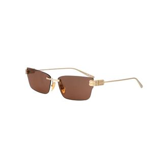 Balenciaga Bb0487S Metal Rechthoekige Zonnebril - Dames - Accessoires - Geel - Maat: 63 MM Nylon