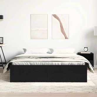 Berkfield Home Durable Bed Frame without Mattress Black Oak 150x200 cm Engineere