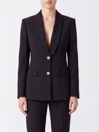 Alberta Ferretti Slim Fit Single-Breasted Wool Blend Blazer with Shawl Collar