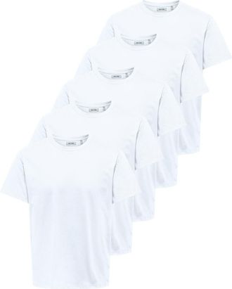 Only & Sons Rundhalsshirt ONLY & SONS ONSJEFF REG SS TEE 5-PACK OTL, Herren, Gr. XXL, hellwei&szlig; pack:5 x hellwei&szlig;, Jersey, Obermaterial: 60% Baumwolle, 40% Polyest