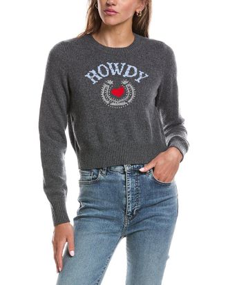 Cinq &agrave; Sept Howdy Cropped Graphic Crewneck Sweater