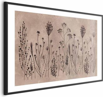 OEM P&oacute;ster - Flores Silvestres - Plantas Negras Sobre Fondo Encalado