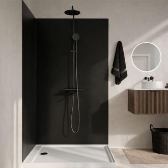 Aurlane Pack 2 Paneles Murales Aluminio Negro 90+120x210 Y Perfiles Negros Wallit