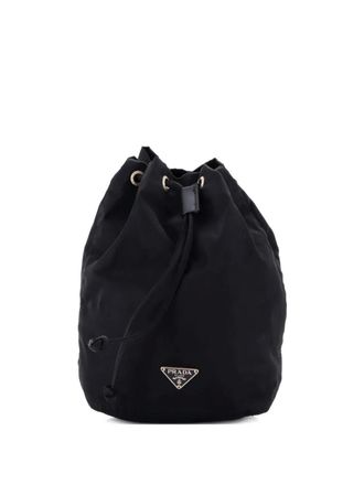Prada Drawstring Wristlet Tessuto Small bucket bag - Black