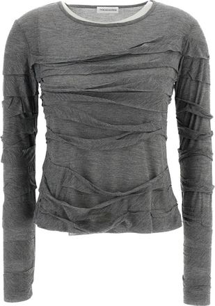 7 For All Mankind Ribbon Long Sleeve Tee - Dames - Longsleeves - Grijs - S - Tops