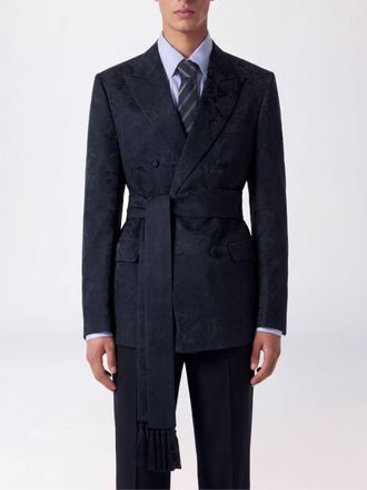 Valentino Garavani Silk and Wool Jacquard Robe Blazer with Belt