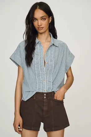 Pilcro Ruffle-Front Shirt Top