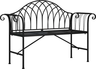 vidaXL Banco de jardín de dos plazas 128 cm acero negro vidaXL