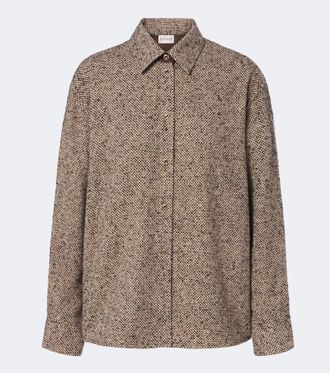 Moncler Giacca camicia in tweed di misto lana