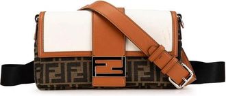 Fendi Pre-owned Cross Body Bags, female, Brown, Size: ONE SIZE Pre-owned Zucca Canvas and Leather Convertible Baguette