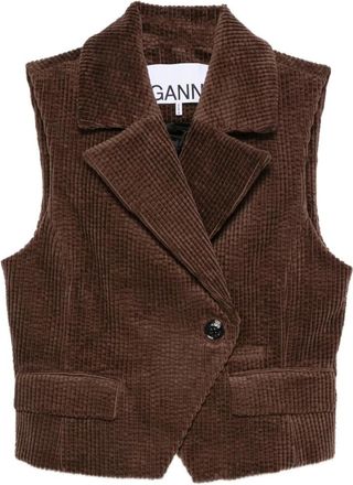 Ganni Jassen Bruin - Dames - Bodywarmers - Bruin - M - Katoen - Jassen