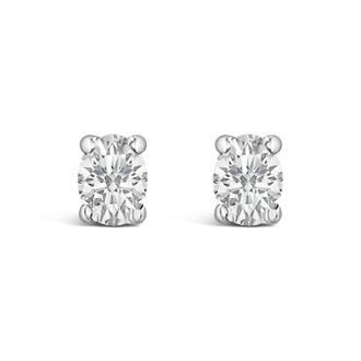 House of Brilliance 14K White Gold 1/4 Ctw Oval Lab-Grown Diamond Solitaire Stud Earrings