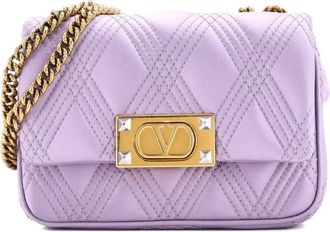 Valentino Garavani Quiltie 67 Chain Flap Bag Satin Small shoulder bag - Paars