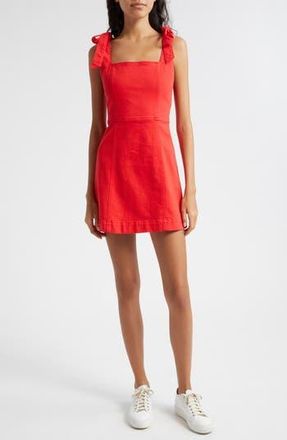 Alice & Olivia Maryann Tie Shoulder Denim Minidress in Bright Ruby at Nordstrom Rack, Size 12