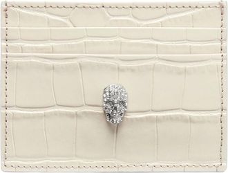 Philipp Plein Cardholder Cocco Skull - Dames - Portefeuilles - Beige - ONE Size - Leer - Accessoires
