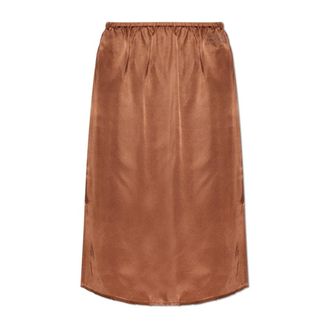 Maison Margiela Midi Skirts, female, Brown, Size: XS Skirt with embroidered logo