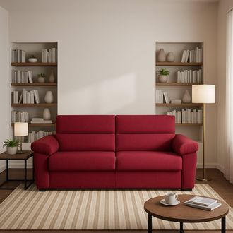 Dmora Sof&aacute; Cama 2 Plazas Fisciano, Desenfundable, Con Almacenaje Made In Italy, Lavable, 205x95 Cm Rojo
