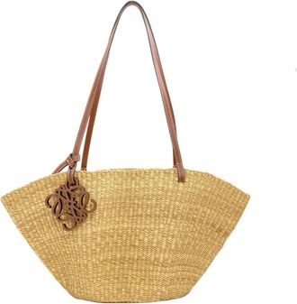 Loewe Beige Straw Leather Basket Tote Bag (Pre-Owned)
